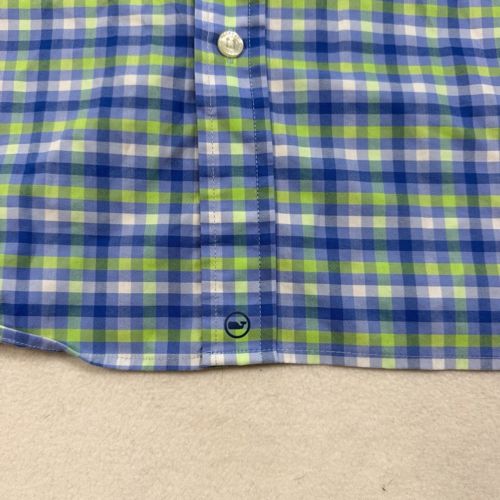 Vineyard Vines Mens Large Blue Green Plaid Long Sleeve OTG Brr Performance Shirt - Picture 5 of 6